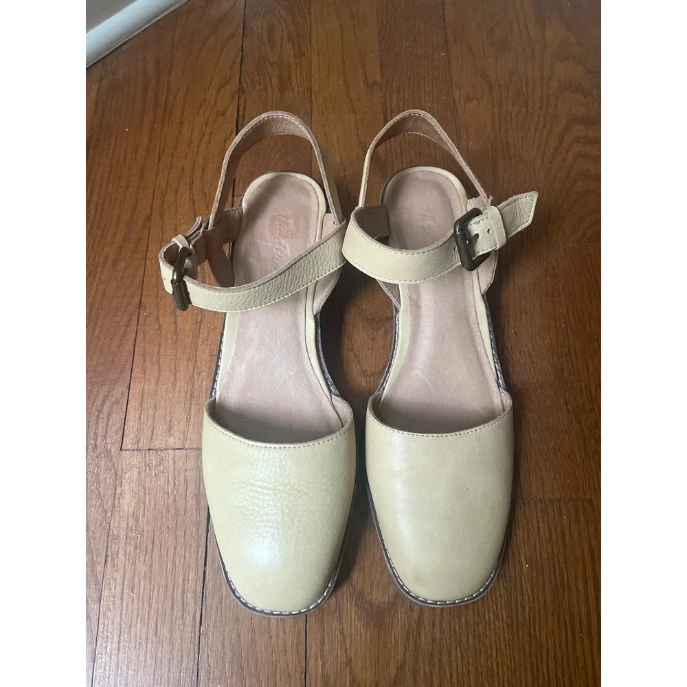 Madewell The‎ Claudie Mary Jane Sandal 8.5 Lug Sole Beige Leather